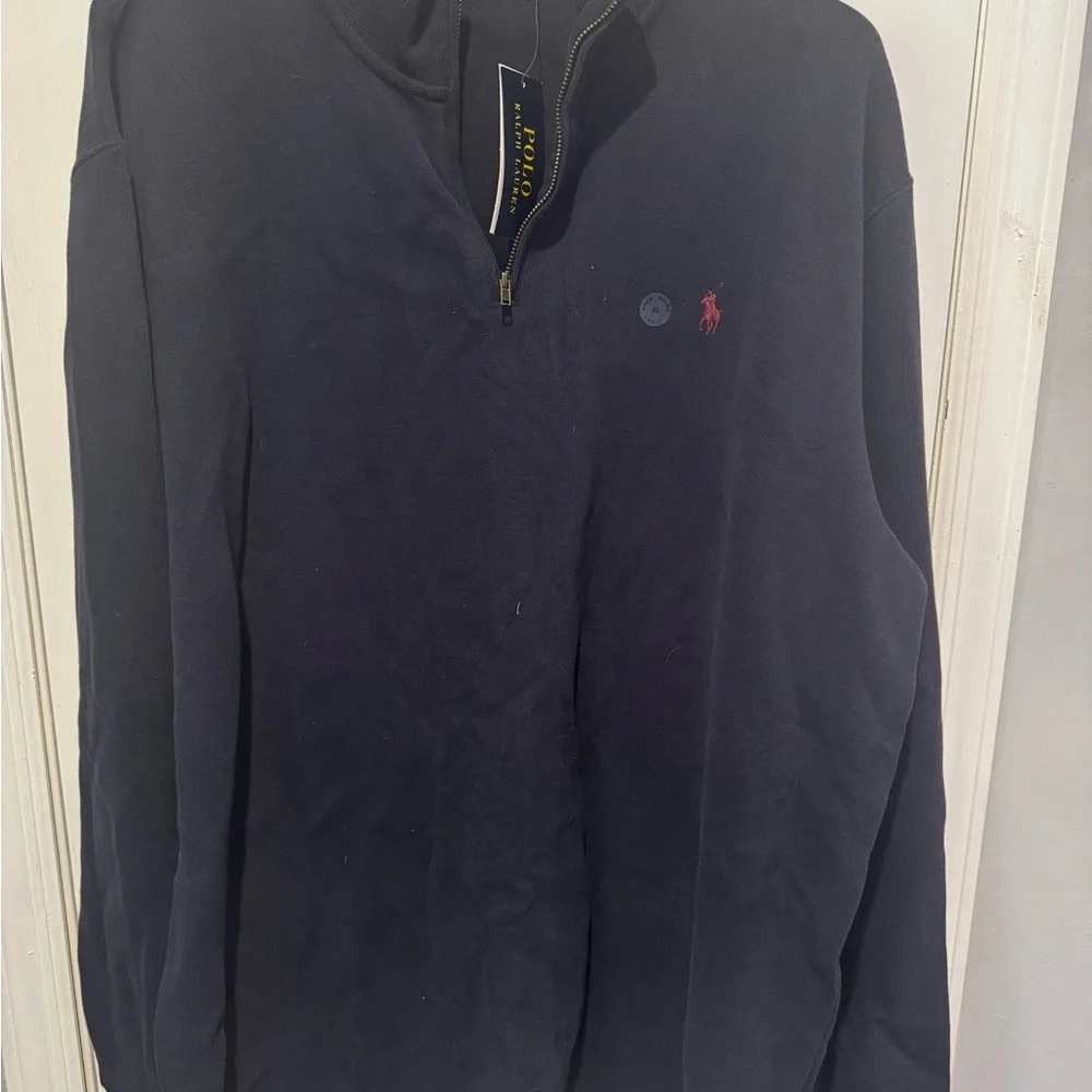 Polo by Ralph Lauren Navy Zip Pullover with Red Pony Logo